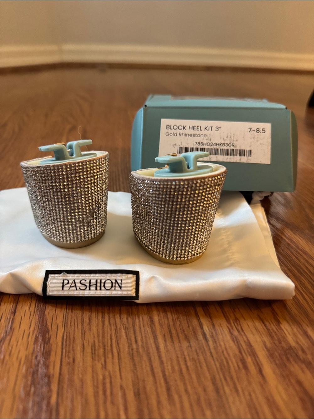 Silver Rhinestone Block Heel Kit - Pair